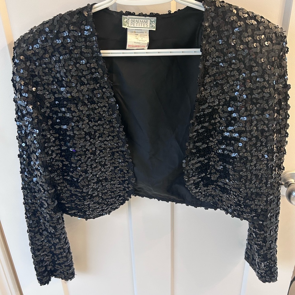 Black Sequin Bolero Jacket - size M